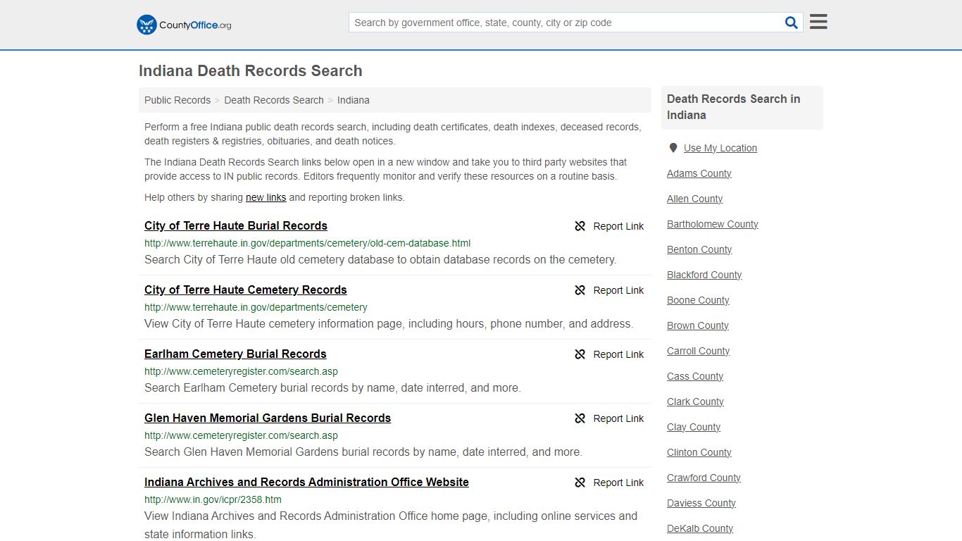 Death Records Search - Indiana (Death Certificates & Indexes)
